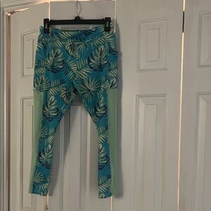 Athletic 💜 Works Aqua and Mint Tropical Leaf  Leggings
